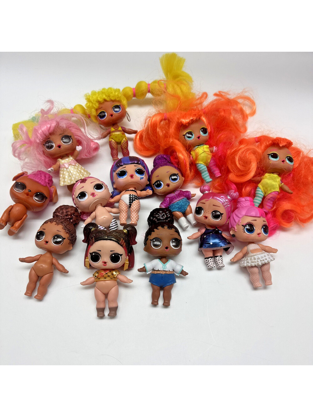 LOL surprise doll lot Of 13 Figures Including 4 W Hair And 1 Pet No Accessories